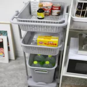 생활정리 이동식 수납함 3단 (그레이) 세탁함 수건통 빨래보관함 빨래통바구니 빨래통 리빙아이템