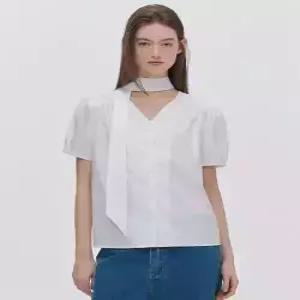 마리끌레르 marieclaire 브이넥 타이 블라우스(MAGBBL09MWH)
