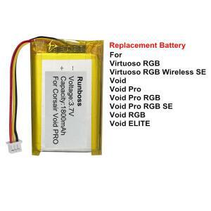 Corsair Void PRO VOID ELITE Virtuoso XT SE 무선 블루투스 헤드셋 배터리용 새 1800mAh 803450