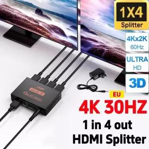 1입력 4출력 HDMI 분배기 UHD 4K x 2K 3D HDMI 호환 분배기 어댑터 포함 1080P 듀얼 디스플레이 컨버터 HDT