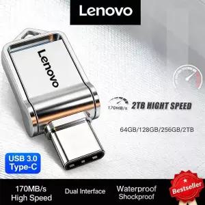 레노버 소형 펜드라이브 고속 OTG USB 타입-C 플래시 드라이브 메탈 휴대용 메모리 스틱 2TB 1TB 512GB 256