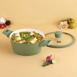 키친플라워 쿠킨 올리오 세라믹 인덕션 양수냄비 22cm (그린)