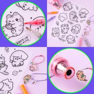 신기한 마술종이 미니 반려 강아지 고양이 인쇄 플라스틱 DIY 만들기키트 열쇠고리 키링 초등수업 돌봄 늘봄
