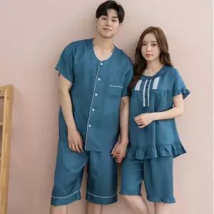 국산 여름 풍기인견 라비아 커플 잠옷 고급 신혼 부모님 선물 파자마 홈웨어
