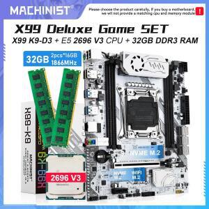 HINIST K9-D3 X99 마더보드 LGA 2011-3  키트 인텔 제온E5 2696 V3 프로세서 포함 32GB 3 1866MHz RAM M-AT