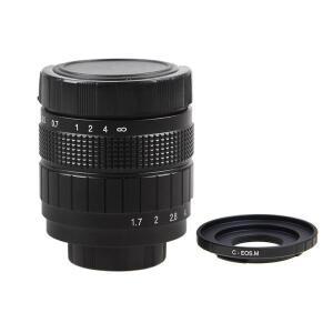 FUJIAN 35mm F1.7 CCTV 영화 렌즈 + Canon EOS M 미러리스 카메라용 C 마운트 매크로 링