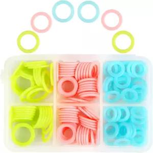 LUNARM 180 코바늘 뜨개질용 스티치 마커 뜨개질 랜덤 컬러 링 S/M/L 보관함이 있는 잠금 카운터 바늘 클립