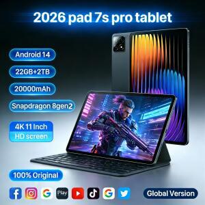 2026   패드 7S 프로 태블릿 스냅드래곤 8 Gen2 안드로이드14 22GB+2TB 5G 듀얼심 4K HD 와이파이 GPS PC