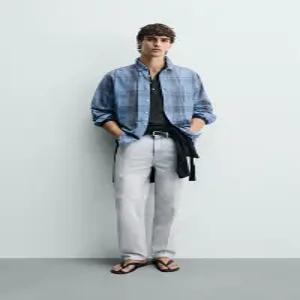 [정품] 자라 셔츠 데일리 남방 데이트룩 출근룩 ZARA 레귤러핏 체크 - 블루 0975/470/407