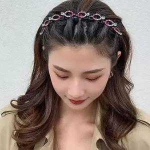 큐빅 집게머리띠 볼륨머리띠 벼머리 앞머리고정 얇은 큐빅머리띠