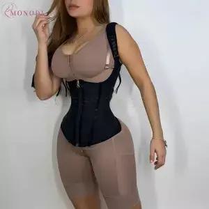 Fajas Colombianas 허리 트레이너 코르셋 이중 압축 바디 셰이퍼 배 제어 슬리밍 플랫 배꼽 벨트 강철 뼈