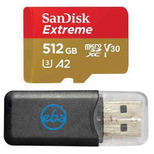 SANDISK 512GB 메모리 카드 MICRO SDXC EXTREME DJI 드론 시리즈 MINI 4 PRO (SDSQXAV-512G-GN6MN) V30 A2 4K UHD UHS-I 번들과 함께 작동 (1) 스트롬볼리 MICROSD 리더 제외한 모든 기능 포함