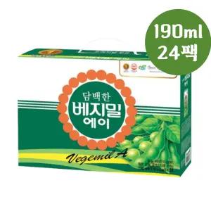 건강음료 정식품 담백한 베지밀A 190ml 24팩 식사대용 칼슘