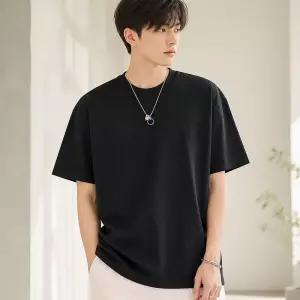 탄탄한 탄탄면 루즈핏 반팔 티셔츠 블랙 LM-0897 데일리 무지룩 기본 면티 남자 오버 비침없는 심플 무지