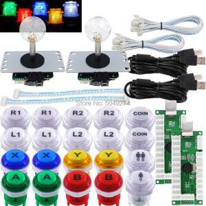 아케이드 DIY 키트 hitbox USB 제로 지연 인코더 5핀 복사 sanwa 조이스틱 LED 30mm 버튼 코인 1P TO PS2