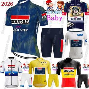 Kids Soudal Quick Step Team 사이클링 저지 2026 세트  벨기에 의류  자전거 MTB Ropa Maillot