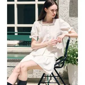 매장정품 드로우핏 DRAWFIT WOMEN 핀턱 셔링 퍼프 반팔 블라우스 [WHITE] DFWMSH5208WH 732778