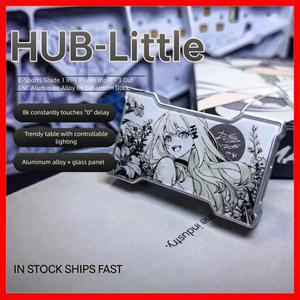 HMLAB Hub-little 게이밍 USB 허브 1입력 3출력 휴대용 데스크탑 확장 도크 (알루미늄 프레임 및 이중 유리