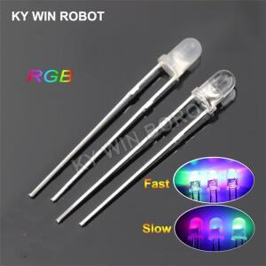 50 개/몫 F3 3mm /느린 RGB 플래시 빨간색 녹색 파란색 무지개 멀티 컬러 발광 다이오드 라운드 LED 풀 DIY
