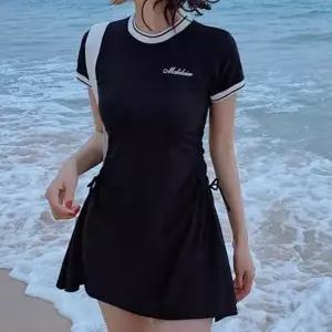반팔 치마 수영복 투피스 여성 체형커버 비치웨어 리본수영복