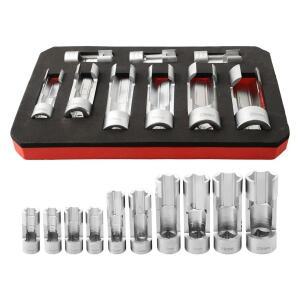 9x 연료 라인 소켓 렌치 10-22mm 1/4 3/8 1/2 인치 디젤 인젝터 유니온 너트 파이프 커넥터 Reoval 자동차