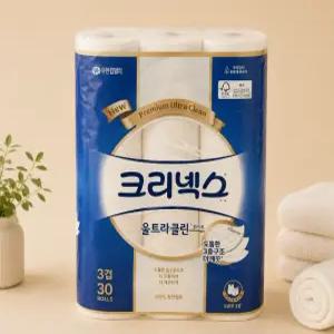 크리넥스 3겹 울트라클린 화이트 25MX30롤 2팩