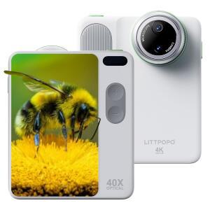 LITTPOPO MICROCAM-X1 4K 디지털 카메라, 12MP 초점, 포인트 선물 | 휴대용, 3.5인치 위한 이상적인 비디오, 컴팩트 카메라 BSI 앤 여행, 센서, 자동 400X CMOS 슛, STEM 현미경, LCD 학습을