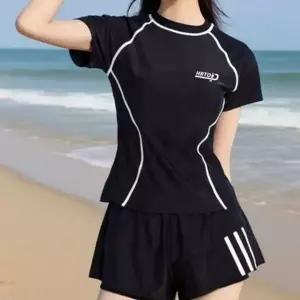 [콩심팥심]투피스 여성 래시가드 래쉬가드세트 반팔 래시가드 반바지 상하