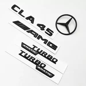 3D ABS 블랙 CLA45 로고 터보 4MATIC 배지 메르세데스 벤츠 호환 CLA 45 AMG W117 차량용 후면 스타 스티커
