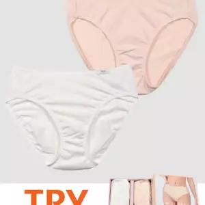 (트라이)스킨미디 60수 여성용 면스판 삼각 2매입 팬티 속옷 여자 언더웨어 기본 데일리 요일
