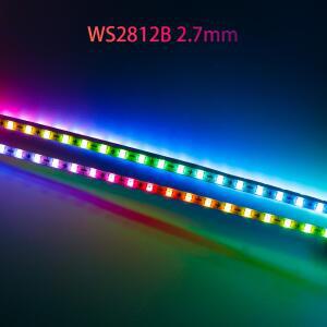 매우 좁은 2.7mm WS2812B LED 스트립 160Leds/m 개별적으로 주소 지정이 가능 RGBIC 라이트 Dreamcolor DC5