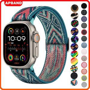 애플워치 스트랩 44mm 45mm 40mm/41mm 울트라 2 49mm 시리즈 9 8 7 나일론 보헤미안 팔찌 iWatch 6 5 4 SE용 탄성 시계줄