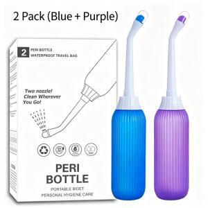 2팩 휴대용 비데 클리너 500ML 플라스틱 핑크 그린 듀얼 컬러 엘보 노즐 산모용 개인 세척 핸드헬드 병