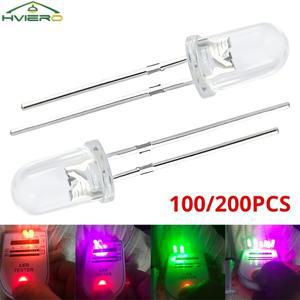100/200X F5 5mm 원형 투명 다이오드 LED 백색 적색 녹색 청색 황색 분홍색 초고휘도 발광 램프 전구