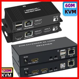 RJ45 이더넷 Cat6 케이블을 통한 60M 120M KVM HDMI 익스텐더 오디오 비디오 신호 증폭기 확장기 지원 USB