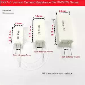 5PCS 수직 시멘트 저항 5W 10W 20W 1R 3.3R 3.9R 10R 22R 47R 51R 100R 1K