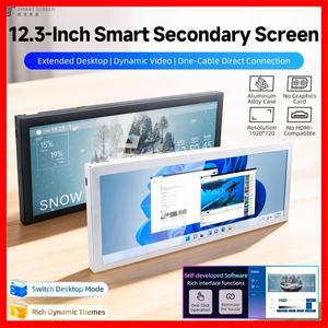 TURZX 12.3인치 IPS 보조 화면 1920x720 USB Type-C 스마트 디스플레이 CPU GPU RAM 윈도우 컴퓨터 모니터