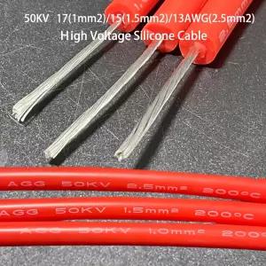 DC 고전압 실리콘 케이블 50KV 1mm2 1.5mm2 2.5mm2 171513AWG1Meter 내열성 200   점화 플러그 케이블 빨간