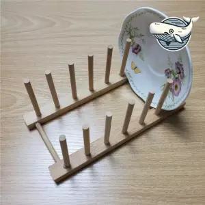 대나무 접시꽂이 원목 접시 보관대 주방 소품 접시정리대 접시거치대 원목접시꽂이