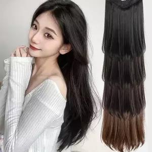 스트레이트 소프트 U자형 헤어피스 반가발
