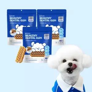 라이프펫 강아지 헬시 덴탈껌 개껌 치석제거껌 애견간식 유산균 하드타입 구강+치아 120g 3개