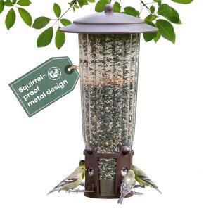 PERKY-PET SQUIRREL-BE-GONE MAX 새 모이통, FLEXPORT 4개 1.8KG(4파운드) 스테이션 금속 스타일 다람쥐 방지 걸이 급식 용량, 포함 피더, - 횃대, 씨앗 실외용 334-1SR 사다리 활성화 무게