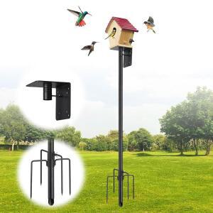 BIRD HOUSE POLE, 152.4CM(60인치) 튼튼한 새 베이스, 기상 스탠드 키트, 폴 집 스테이션(새 접합 가능한 급식 실외용, 모이통 관측기용 5프롱 관찰, 마운트 조절 미포함)