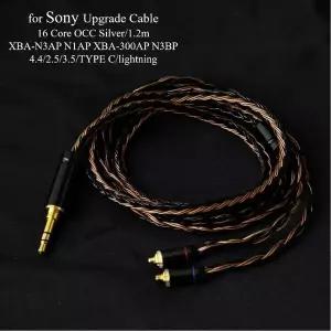 Sony XBA-N3AP N1AP XBA-300AP N3BP 업그레이드 케이블 -C 및 4.4mm 마이크 16 코어 OCC 실버 도금 HiFi 이