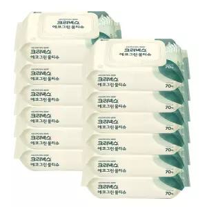 크리넥스 에코그린 생분해 물티슈 캡형 70매 x12개