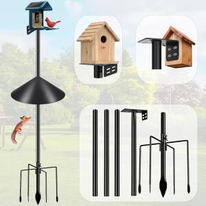 HOMICS 스마트 새 모이통 폴 스탠드, 기둥 200.7CM(79인치), /카메라용 튼튼한 - 야외 집 스테이션 다람쥐 직경 주택 2.5CM(1인치) 뒷마당 급식 배플 포함