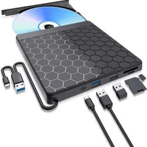 노트북용 옴디 외장 CD DVD 드라이브 TF/SD 카드 슬롯이 있는 버너 플레이어 USB 리더 PC 데스크톱 Windows