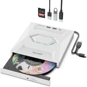 Alxum USB DVD 드라이브 외장 - Type-C 3.0 CD 버너 SD 슬롯 및 포트 포함 노트북/PC/Windows/Mac