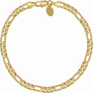 라이프타임 주얼리 4MM & 7MM 피가로 체인 팔찌 24K 골드 도금 남녀용 M25