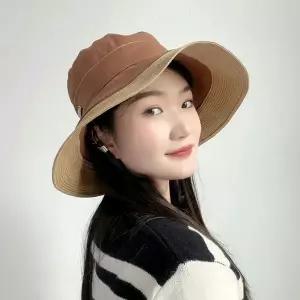 [하프클럽/]여성 벨루아 버킷햇 브라운 끈조절 벙거지 모자 데일리 챙모자